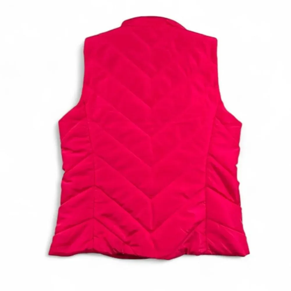 NWT Michael Kors Electric Pink Quilted Puffer Vest Women’s M Gold Zip Gilet